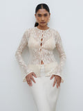Tai Sequin Lace Cardigan - Oyster
