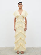 Tamsin Ruffle Chiffon Maxi Dress - Lemon