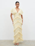 Tamsin Ruffle Chiffon Maxi Dress - Lemon