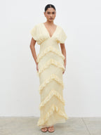 Tamsin Ruffle Chiffon Maxi Dress - Lemon