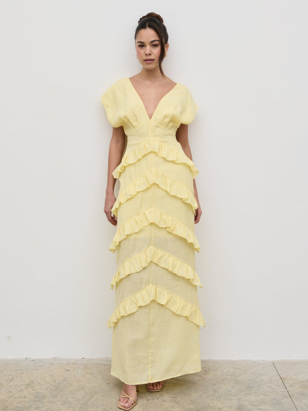 Tamsin Ruffle Dress - Lemon