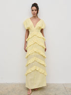 Tamsin Ruffle Dress - Lemon