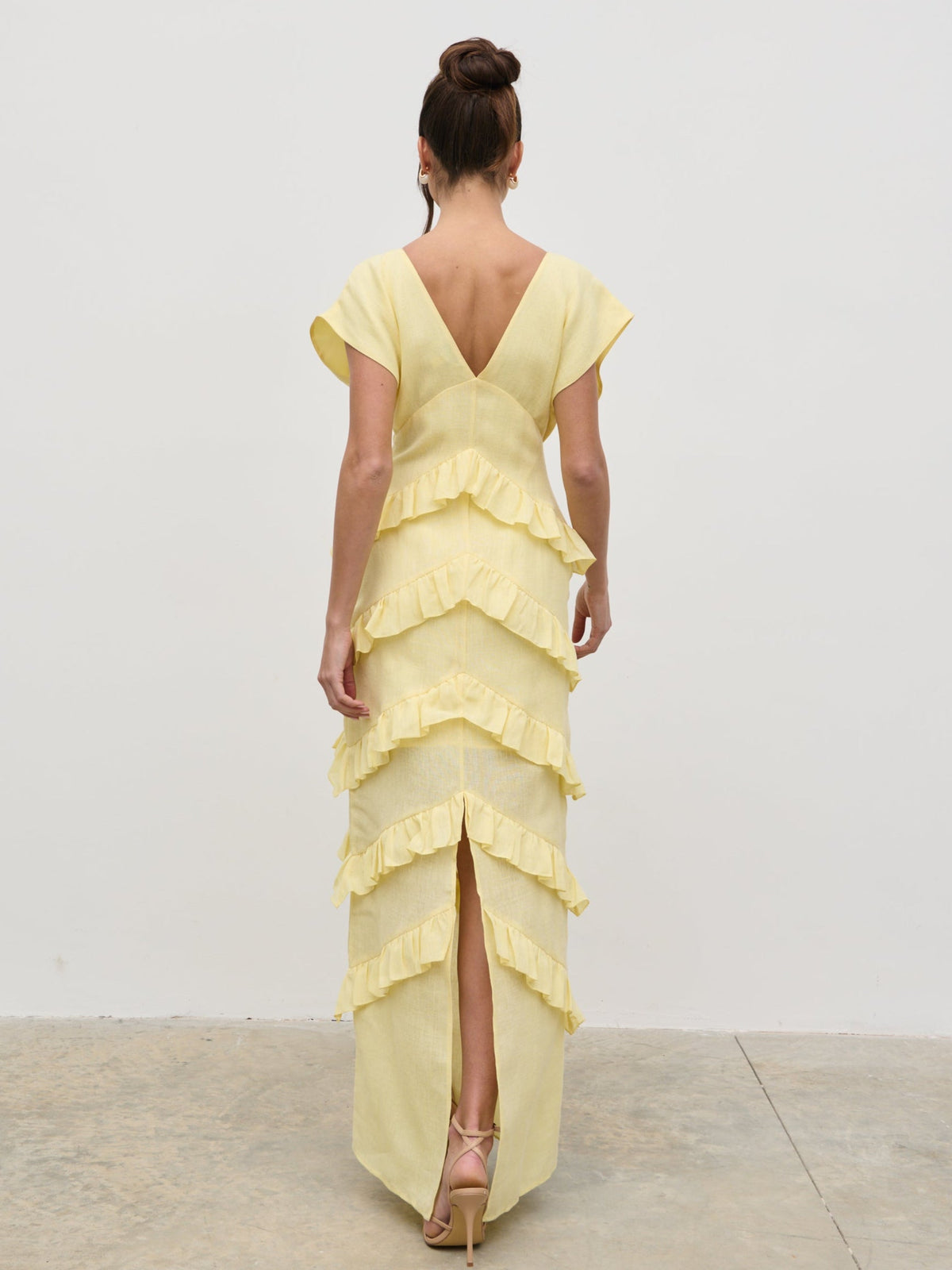 Tamsin Ruffle Dress - Lemon