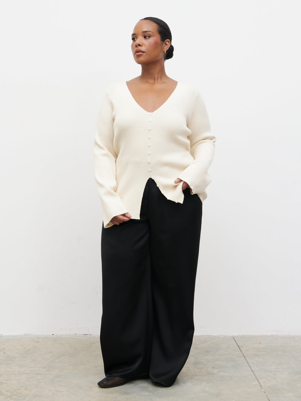 Tia Knit Top Curve - Cream