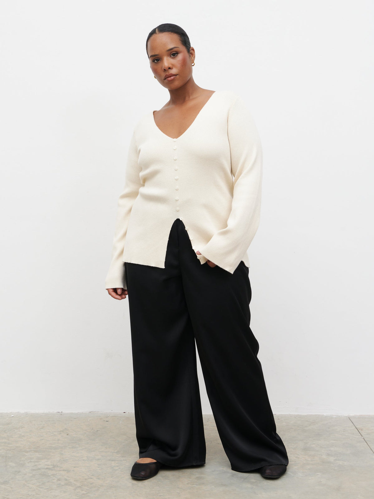 Tia Knit Top Curve - Cream