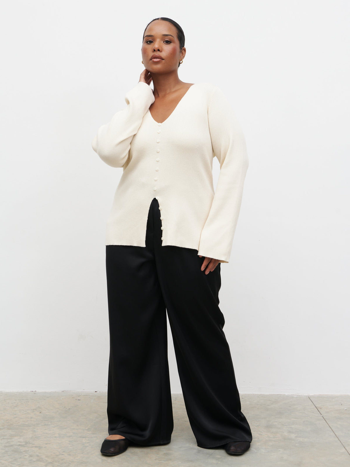 Tia Knit Top Curve - Cream