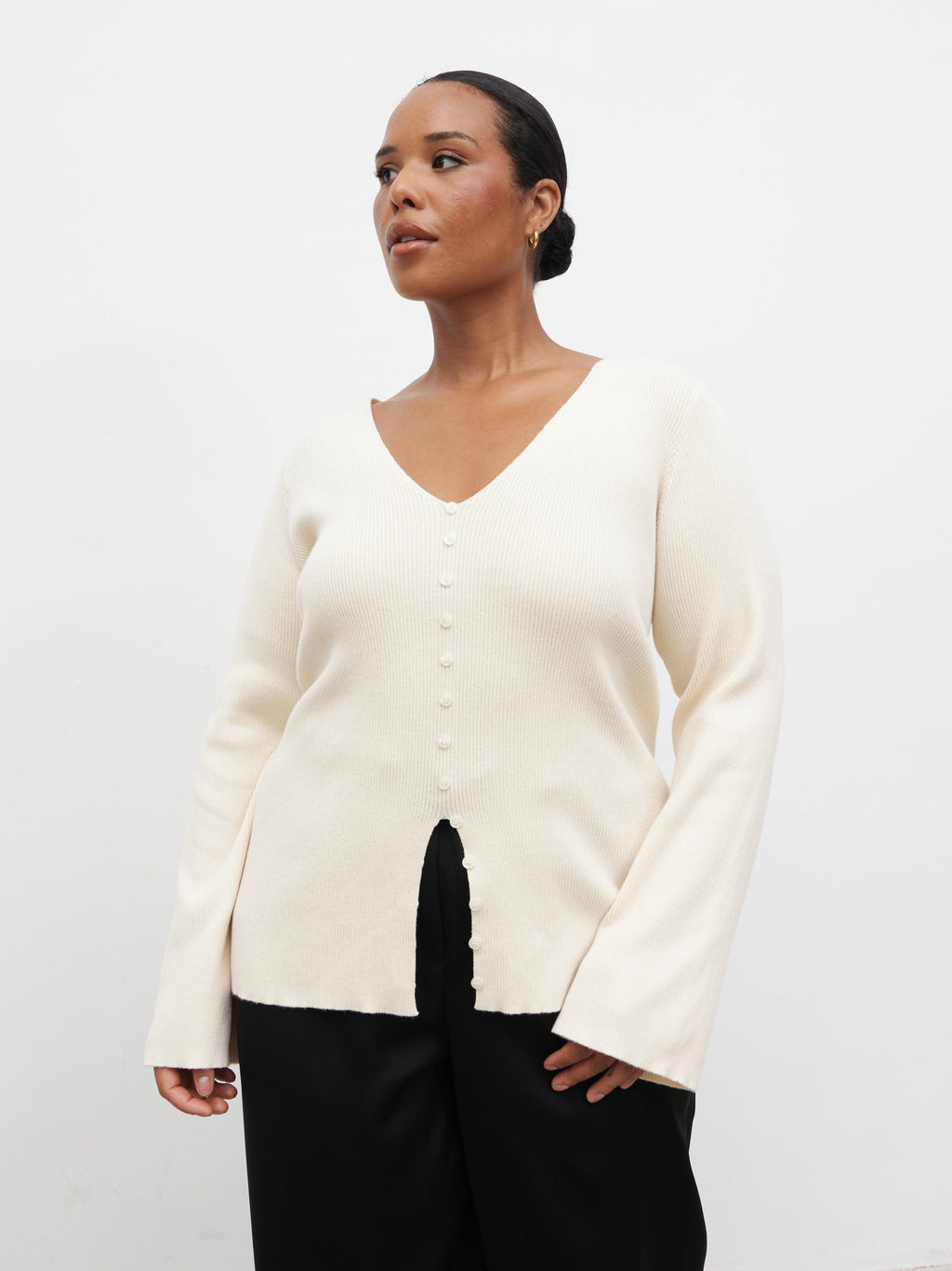 Tia Knit Top Curve - Cream