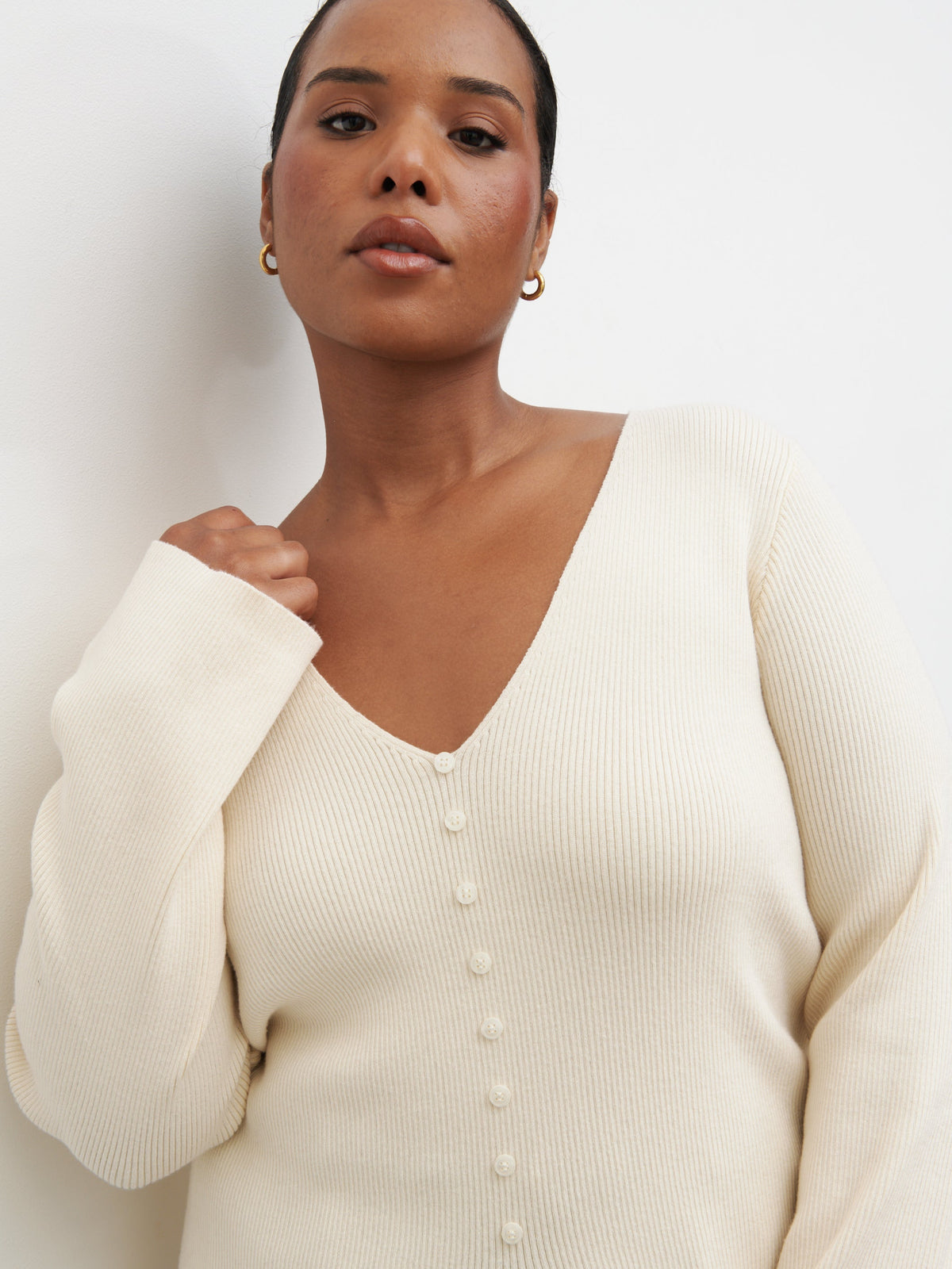 Tia Knit Top Curve - Cream