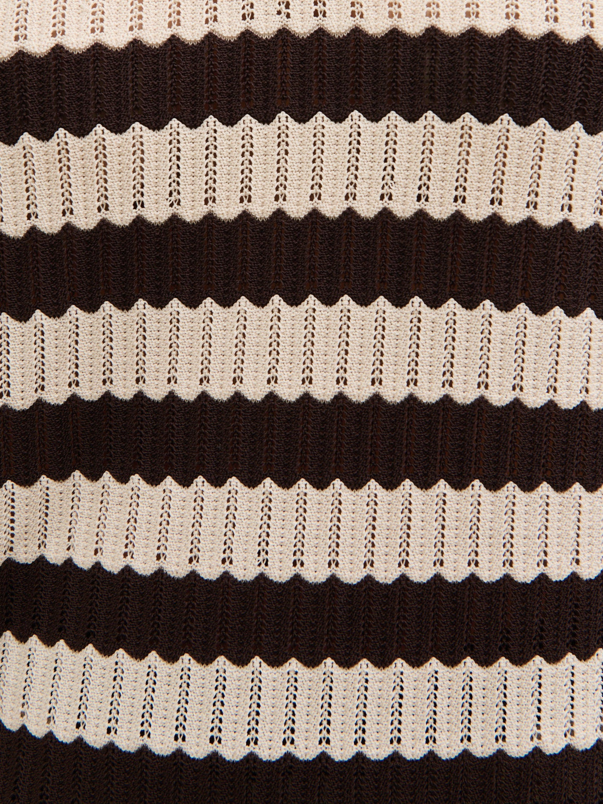 Venezia Stripe Knit Polo Top - Brown and Cream