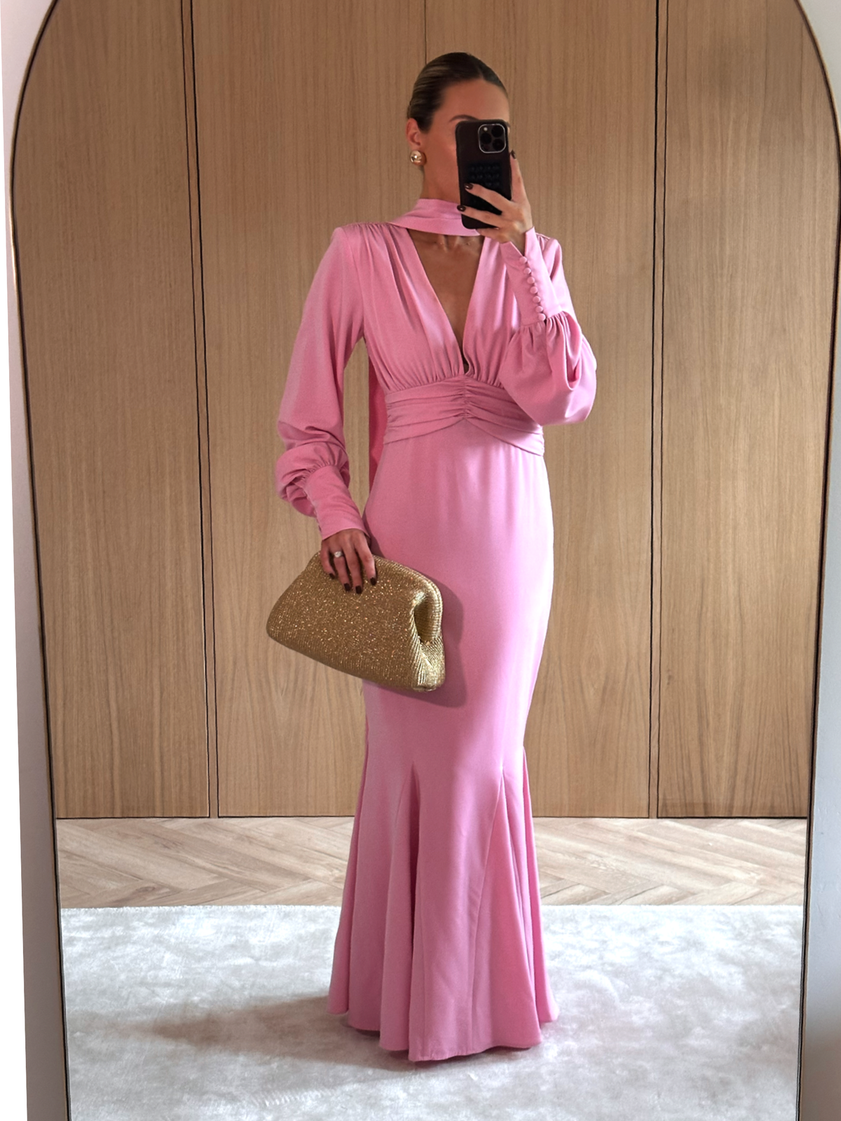 Victoria Long Sleeve Maxi Dress - Peony Pink