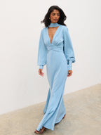 Victoria Long Sleeve Maxi Dress - Slate Blue