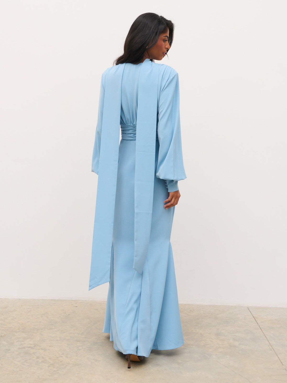 Victoria Long Sleeve Maxi Dress - Slate Blue