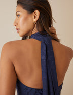 Navy Floral Satin Fifi Maxi Dress