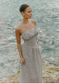 Zaria Corset Detail Maxi Dress - Cream and Brown Polkadot