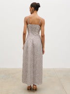 Zaria Corset Detail Maxi Dress - Cream and Brown Polkadot