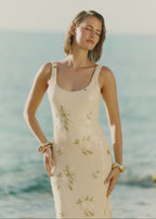 Zia Sequin Maxi Dress - Lemon Floral Sequin