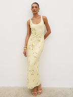 Zia Sequin Maxi Dress - Lemon Floral Sequin
