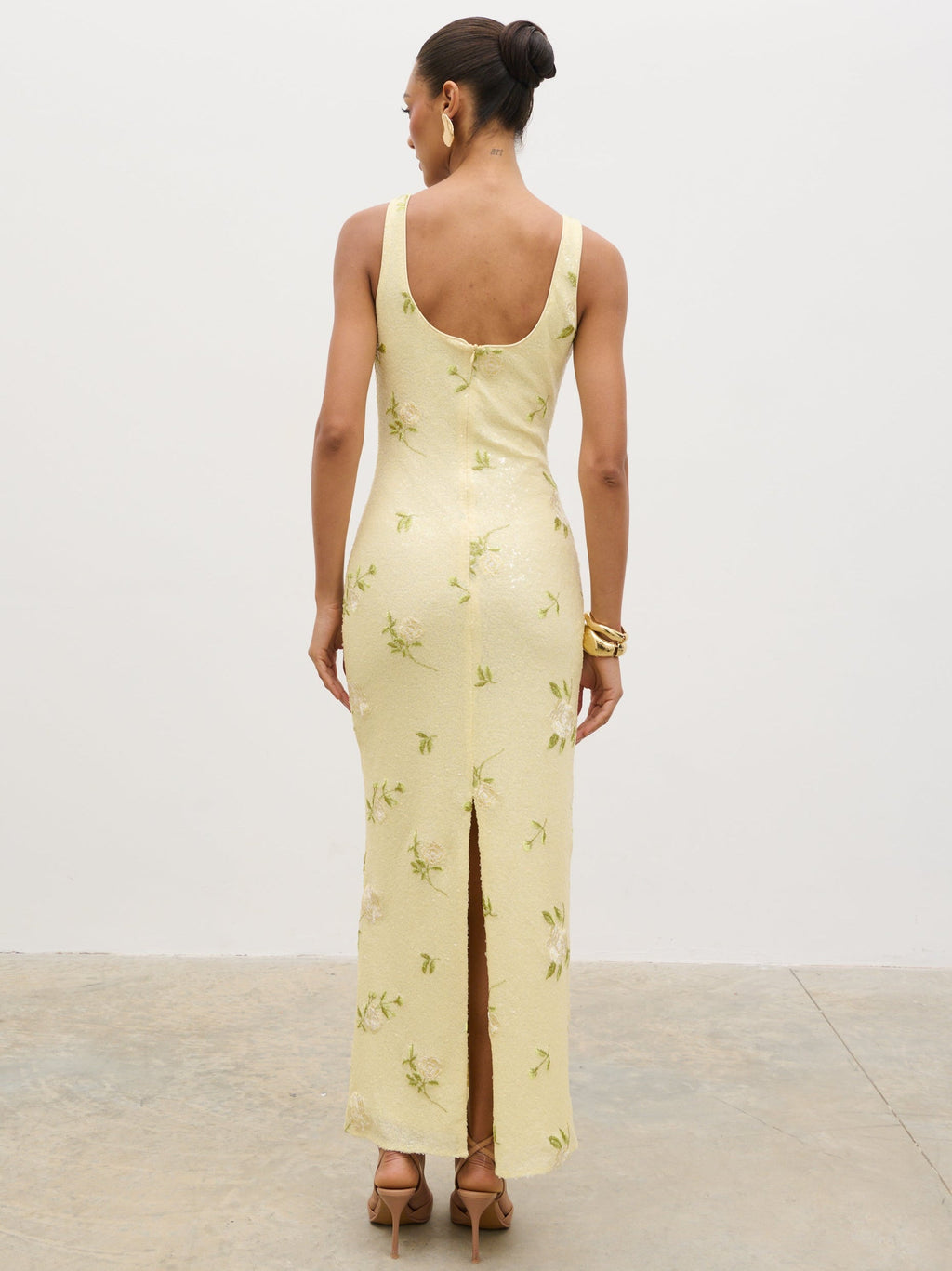 Zia Sequin Maxi Dress - Lemon Floral Sequin