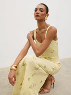 Zia Sequin Maxi Dress - Lemon Floral Sequin