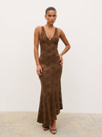 Zoey Lace Midaxi Dress - Brown