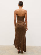 Zoey Lace Midaxi Dress - Brown