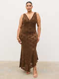 Zoey Lace Midaxi Dress Curve - Brown