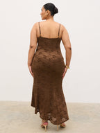 Zoey Lace Midaxi Dress Curve - Brown