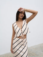 Zuri Tied Striped Top - Asymmetric Stripe