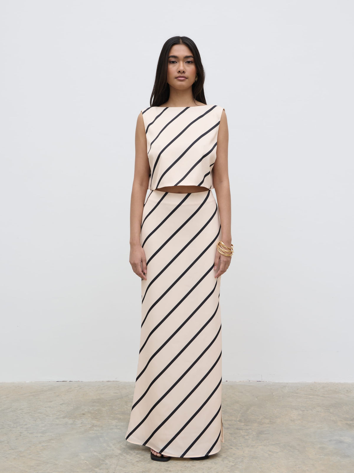 Zuri Tied Striped Top - Asymmetric Stripe