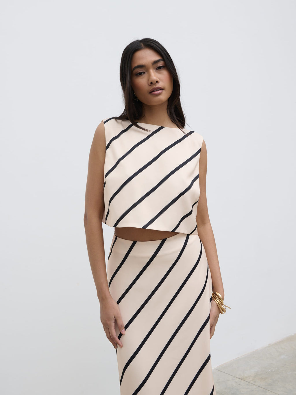 Zuri Tied Striped Top - Asymmetric Stripe