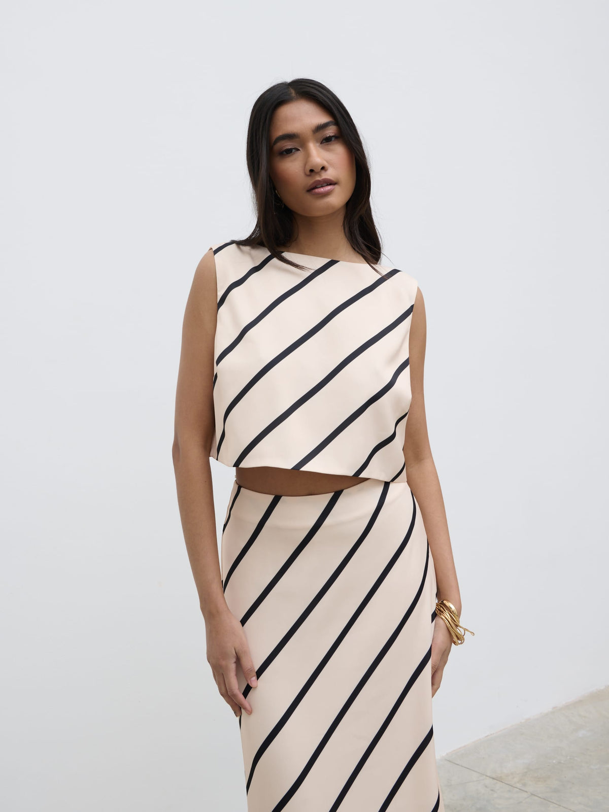 Zuri Tied Striped Top - Asymmetric Stripe