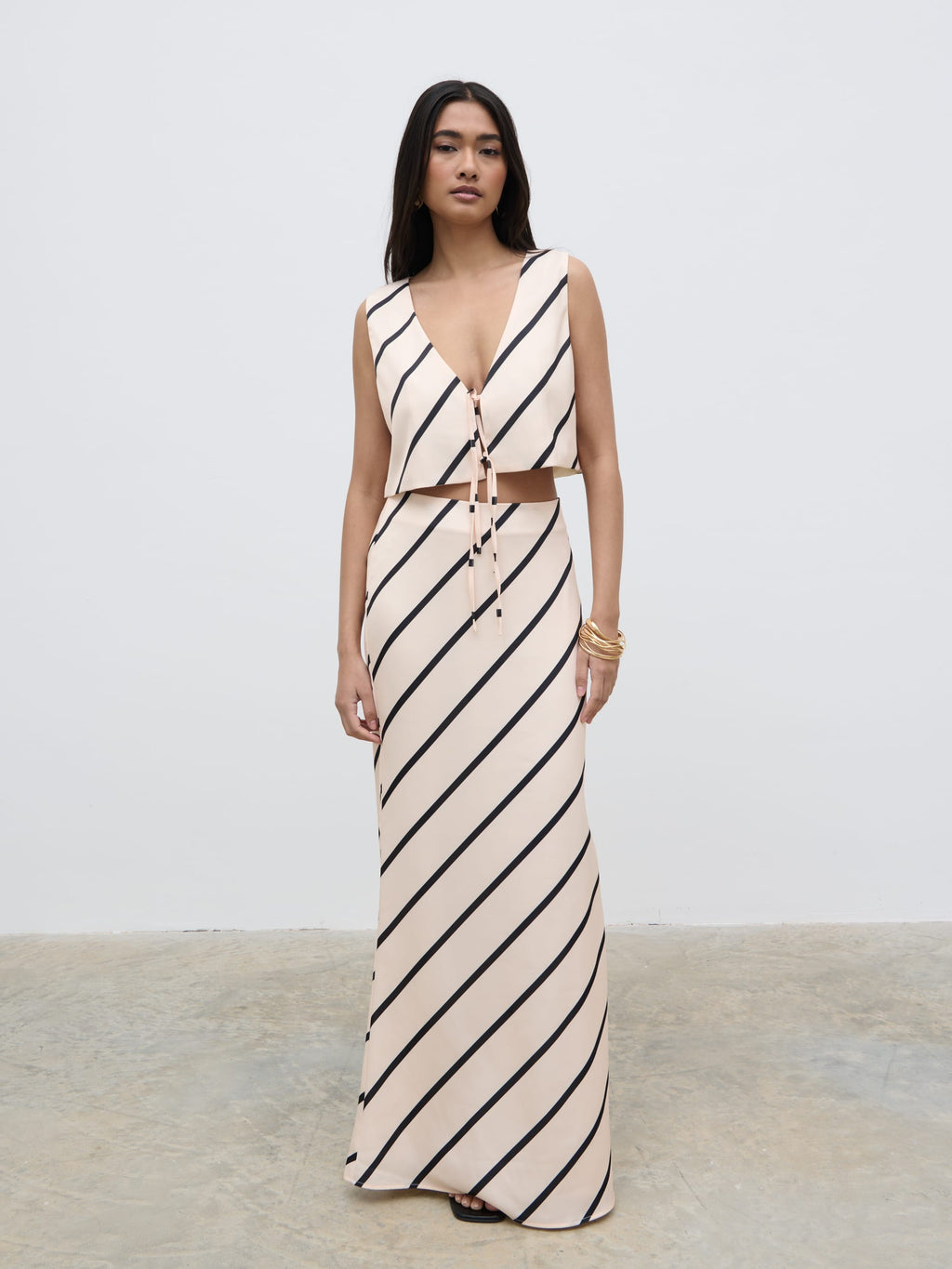Zuri Tied Striped Top - Asymmetric Stripe
