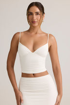 Modal V-Neck Ruched Camisole Top in White