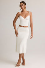 Modal V-Neck Ruched Camisole Top in White