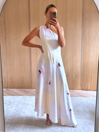 Ember One Shoulder Printed Midaxi Dress - Watercolour Poppy