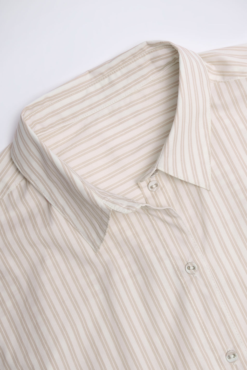 Oversized Cotton-Poplin Shirt in Taupe Stripe