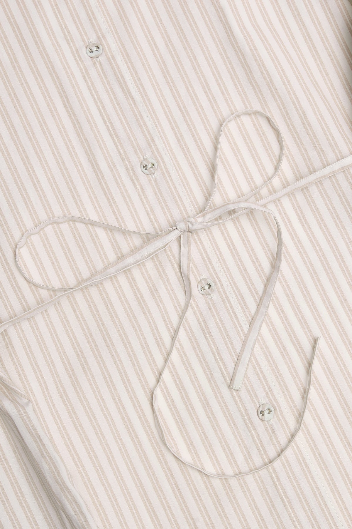Oversized Cotton-Poplin Shirt in Taupe Stripe