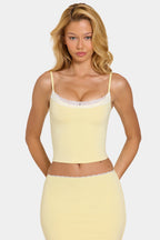 Modal Lace-Trim Top in Butter
