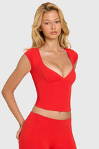 Modal Cap-Sleeve Top in Cherry