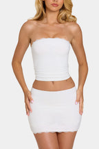 Modal Lace-Trim Bandeau Top in Coconut