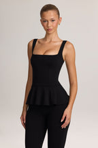 Ponte Peplum Top in Black