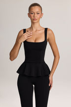 Ponte Peplum Top in Black