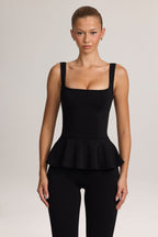 Ponte Peplum Top in Black