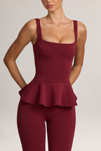 Ponte Peplum Top in Wine
