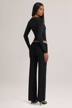 Modal Mid-Rise Trousers in Black