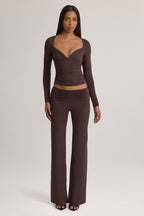 Modal Mid-Rise Trousers in Chocolate Brown