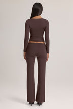 Modal Mid-Rise Trousers in Chocolate Brown