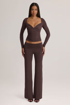 Modal Mid-Rise Trousers in Chocolate Brown