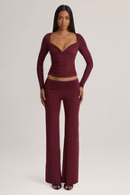 Modal Mid-Rise Trousers in Plum