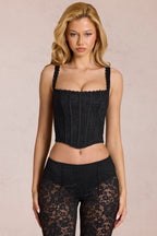 Lace Soft-Scoop Adjustable Corset Top in Black